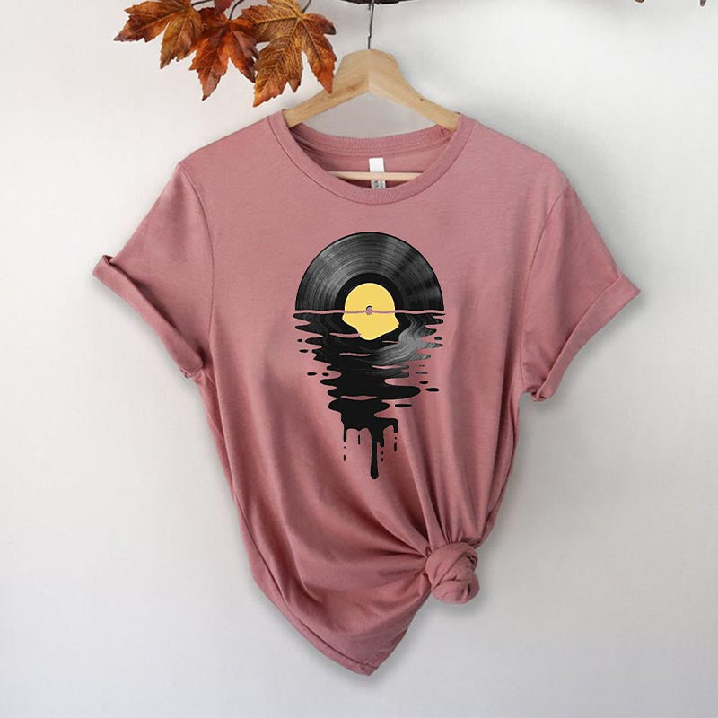 Vinyl Record Cool Sunset Music Lover T-Shirt