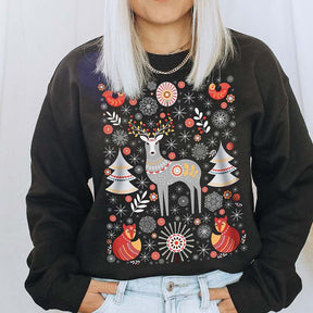 Folk Art Hygge Botanical Christmas Sweatshirt