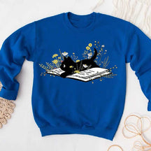 Cute Cat Book Floral Cat Sweatshirt