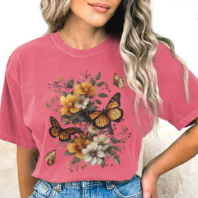 Monarch Butterfly Floral Nature Inspired T-Shirt