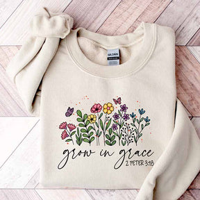 Grow In Grace Religious Wildflowers Sweatshirt