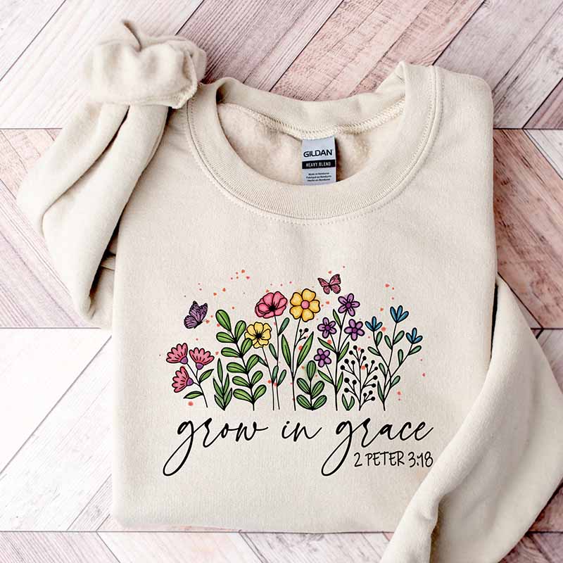 Grow In Grace Religious Wildflowers Sweatshirt