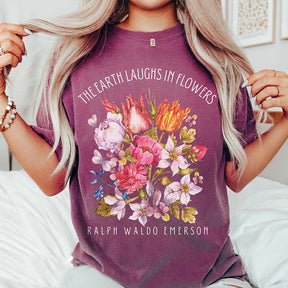 The Earth Laughs in Flowers Floral Illustration T-Shirt