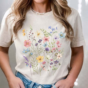 Botanical Floral Minimalist Colorful T-Shirt