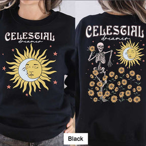 Skeleton Sunflower Celestial Dreamer Sweatshirt