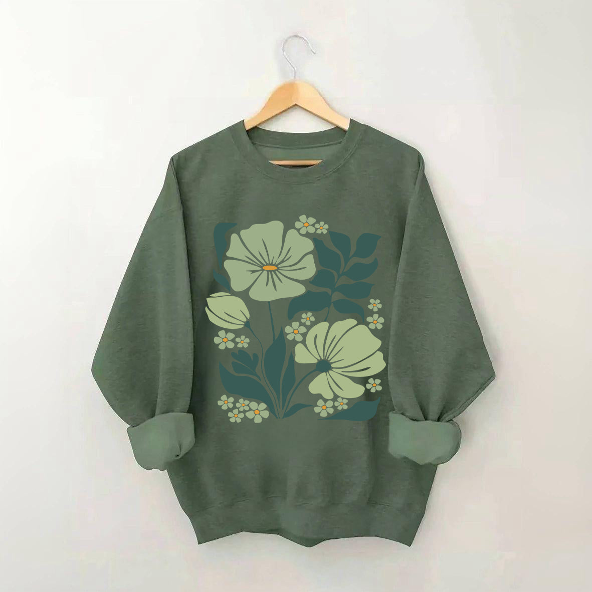 Trendy Green Flower Market Sweatshirt