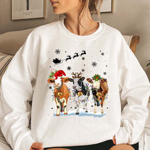 Cow Christmas Lights Ugly Christmas Sweatshirt