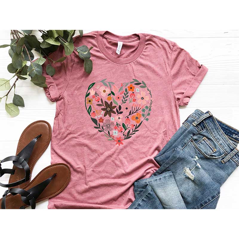 Flower Heart Nature Lover T-Shirt