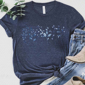 Blue Wild Flowers Minimalist T-Shirt