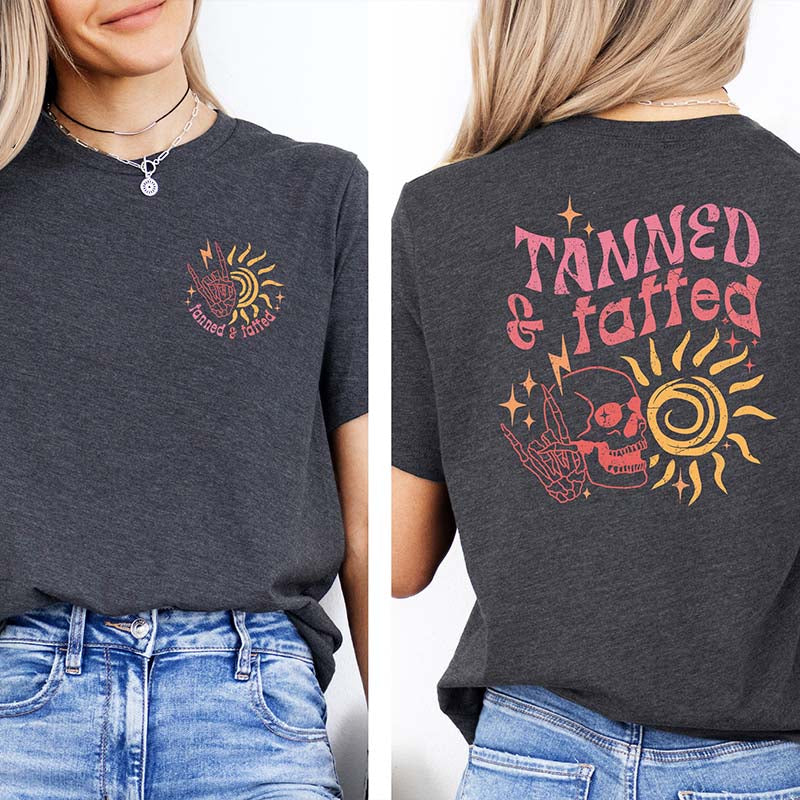 Tanned And Tatted Retro Skeleton Summer T-Shirt