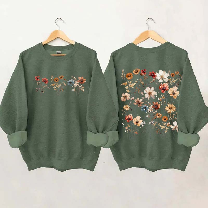 Retro Vintage Pressed Flowers Sweatshirt