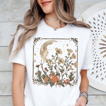 Vintage Floral Moon Nature Inspired T-Shirt