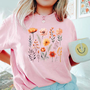 Autumn Flower Botanical Floral Minimalist T-Shirt