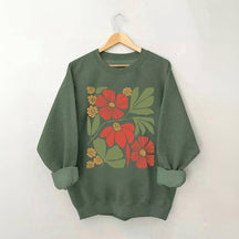 Botanical Neutral Red Minimalist Floral Sweatshirt