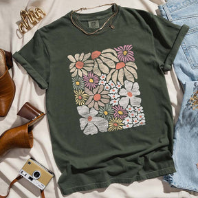 Distressed Boho Wildflowers Botanical T-Shirt