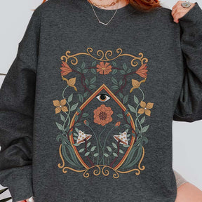 Boho Flowers Art Nouveau Print Botanical Sweatshirt