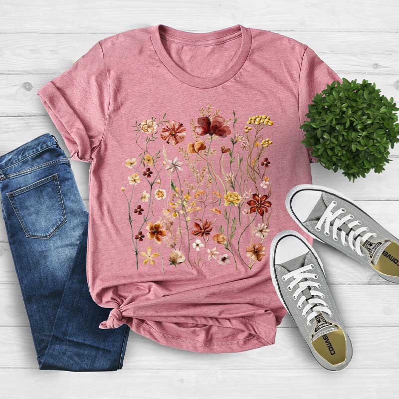 Boho Wildflowers Goblincore Nature Mothers T-Shirt