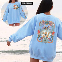 Wild Flowers Butterfly Magic Mushroom Sun Moon Sweatshirt