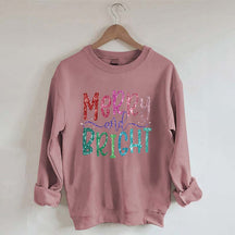 Merry And Bright Christmas Printed Sweatshirt