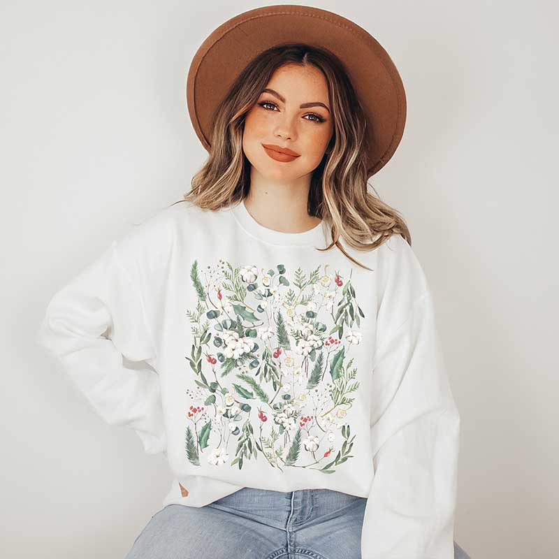 Cottagecore Winter Floral Sweatshirt