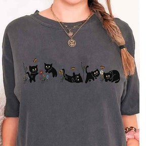 Funny Floral Kitten Cat Lover T-Shirt