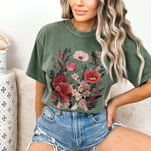 Boho wildflowers granola girl Autumn T-Shirt