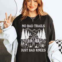 No Bad Trails Just Bad Knees Retro Adventure T-Shirt