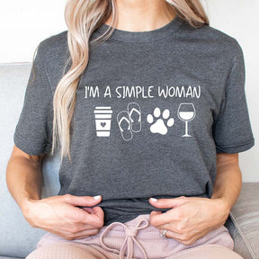 I'm A Simple Woman Wine Coffee Dog T-Shirt