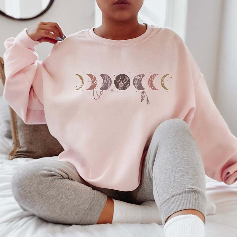 Moon Phases Boho Celestial Lunar Cycle Sweatshirt