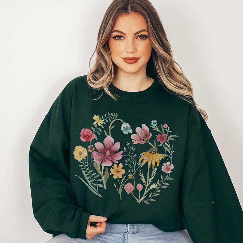 Fairycore Vintage pressed wildflower Sweatshirt