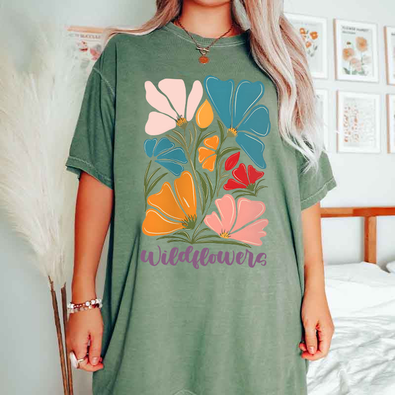 Retro Garden Wildflowers T-Shirt