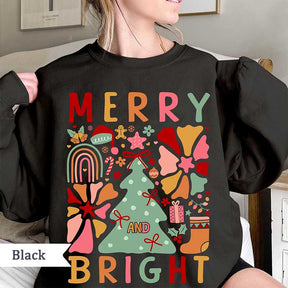 Merry and Bright Boho Flower Sweatshirt