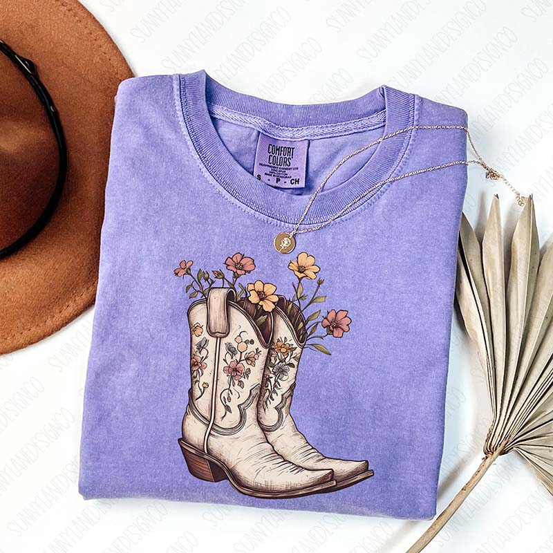 Western Cowboy Boots Ranch Girl T-Shirt