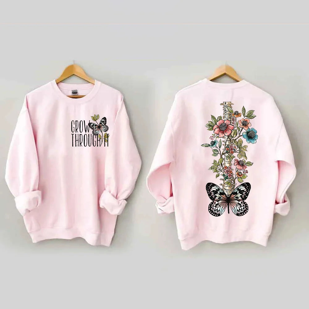 Grow Through It Floral Butterfly Sweatshirt