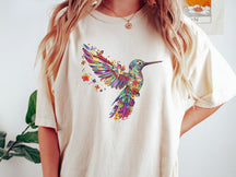 Floral Hummingbird Shirt Animal Lover Tee