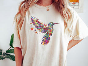 Floral Hummingbird Shirt Animal Lover Tee