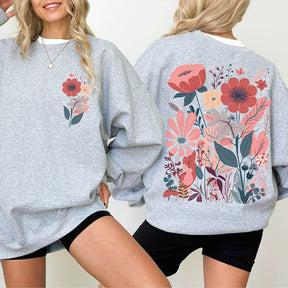 Boho Flower Minimalist Print Sweatshirt