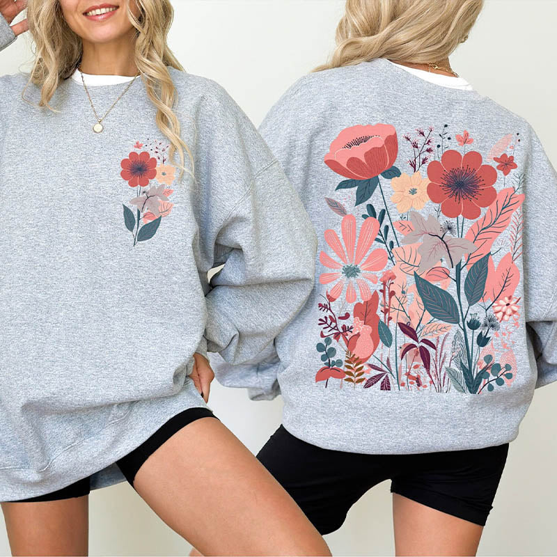 Boho Flower Minimalist Print Sweatshirt