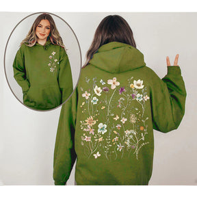 Bohemian style retro wildflower round neck Hoodie