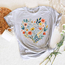 Wildflowers Floral Heart Plant Lady T-Shirt