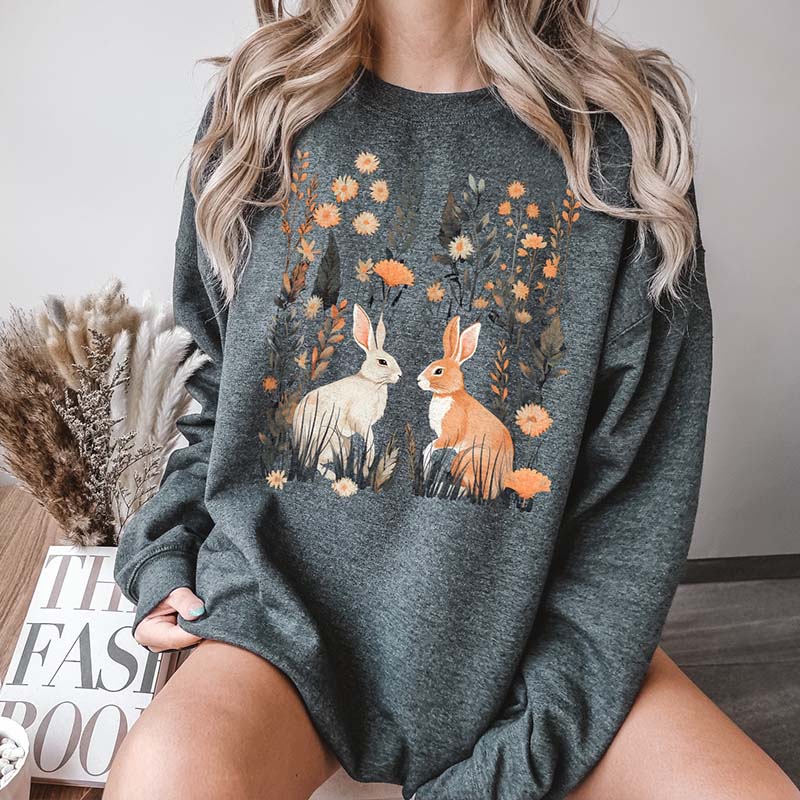 Cozy Fall Cottagecore Rabbit Sweatshirt