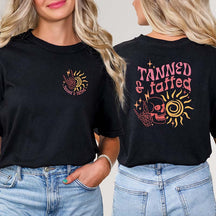 Tanned And Tatted Retro Skeleton Summer T-Shirt