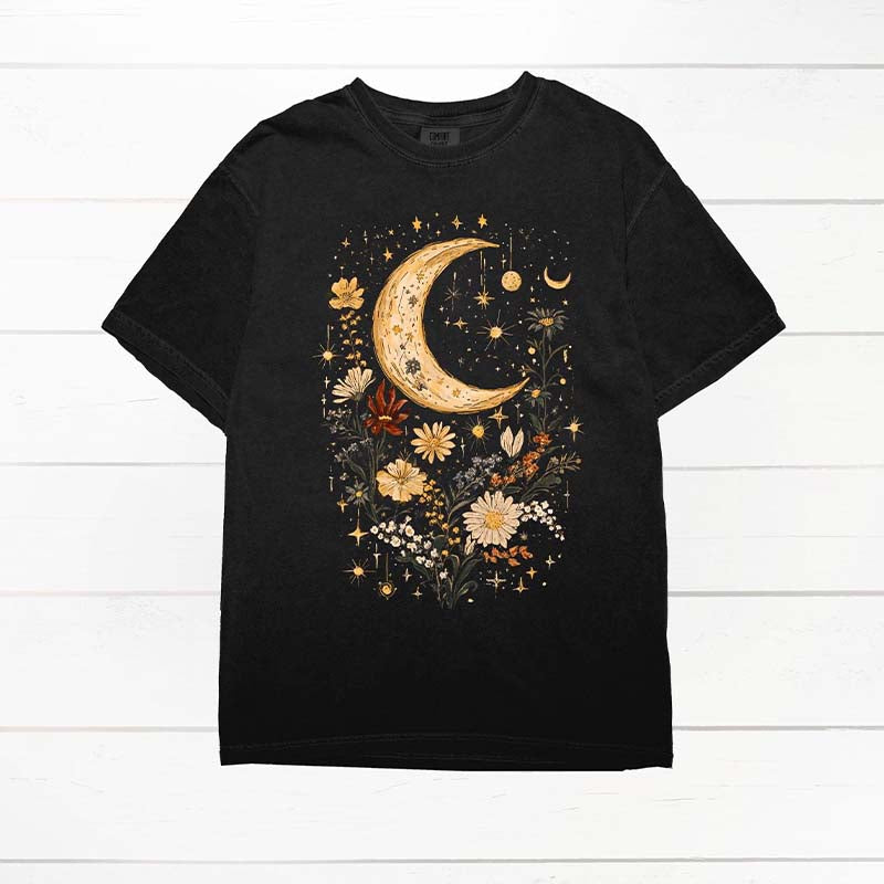 Boho Moon Floral Mystical Celestial T-Shirt