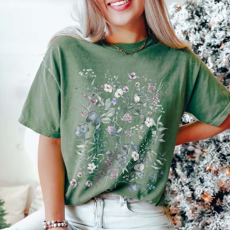 Watercolor Wildflowers Spring Mystic T-Shirt