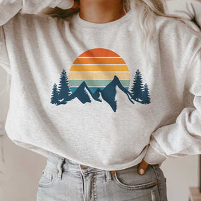 Retro Sunset Aesthetic Mountain Sweatshirt