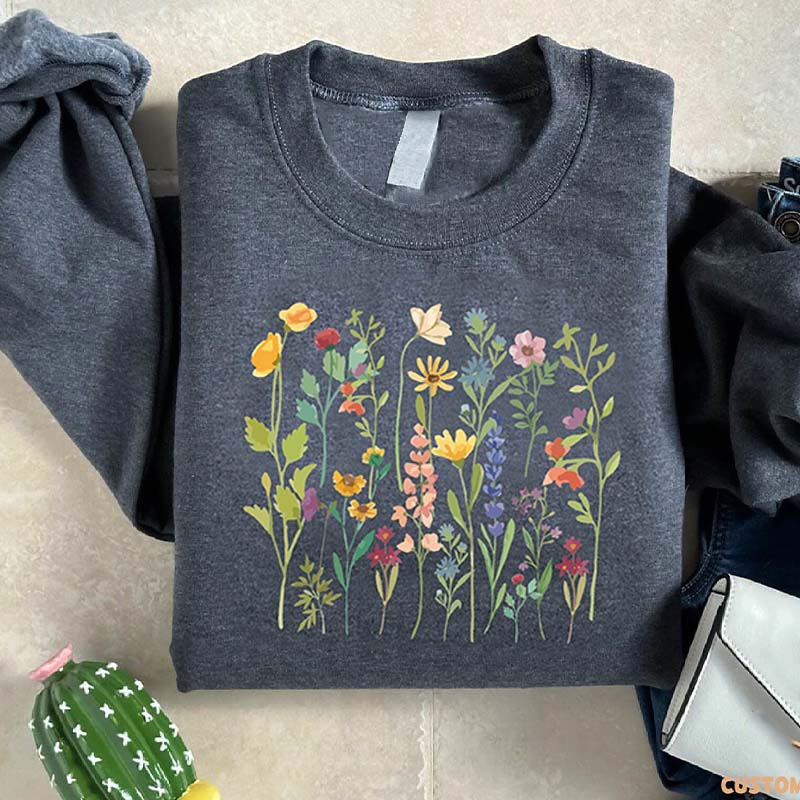 Vintage Spring Pressed Flowers Sweatshirt