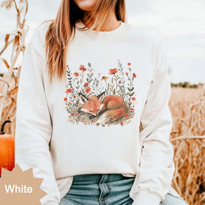 Wildflower Fox Nature Wildlife Sweatshirt