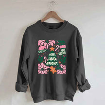 Merry And Bright Christmas Tree Flower Sweatshirt