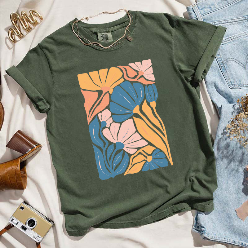 Flower Market Colorful Abstract Botanical Spring T-Shirt