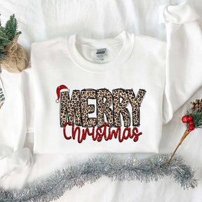 Leopard Printed Merry Christmas Sweatshirt